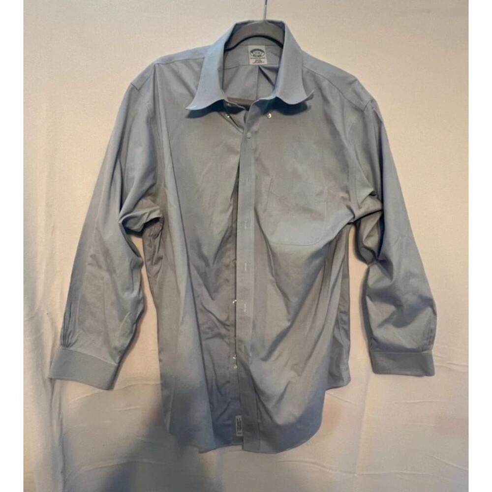 Brooks Brothers Original Polo Shirt Slim Fit Non-Iron Blue Dress Shirt Size